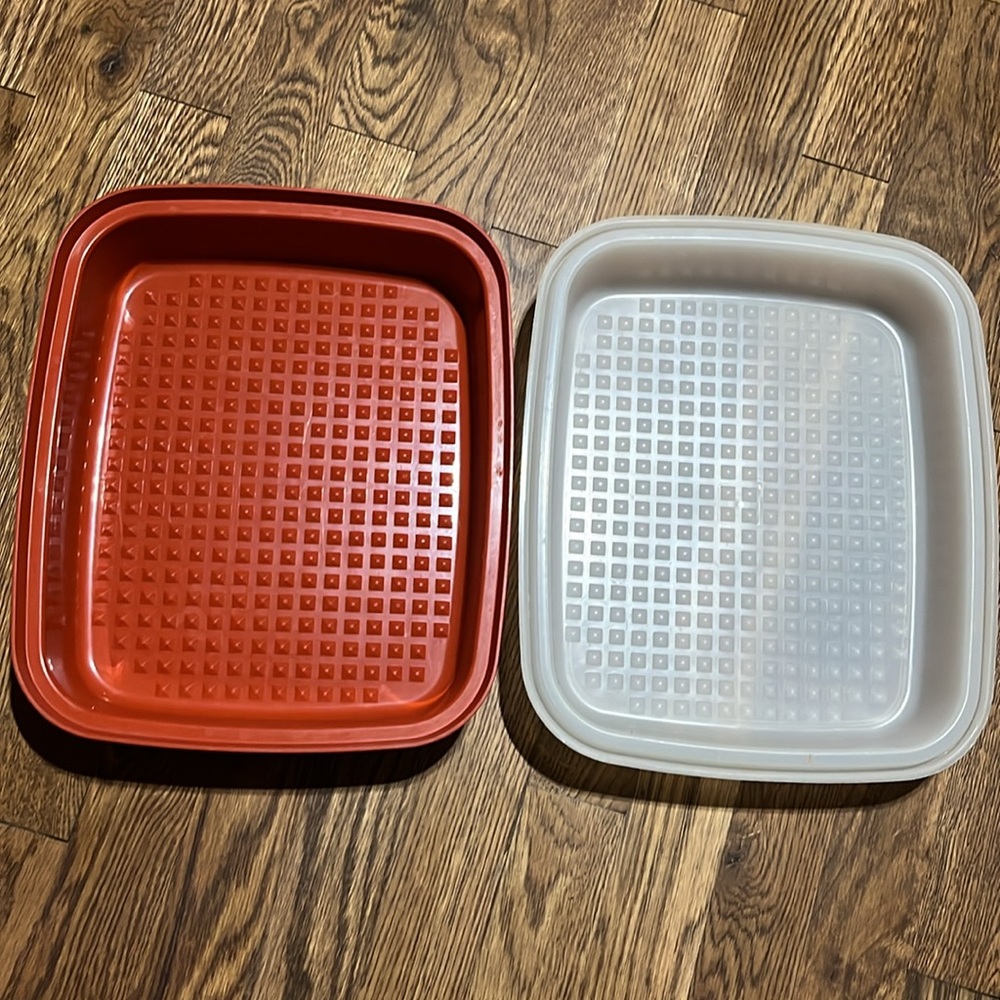 Vintage Tupperware Season Serve Meat Tray Marinade Container #1294 Large Paprika